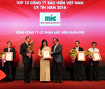MIC nhận Giấy chứng nhận Doanh nghiệp bảo hiểm uy tín tại Việt Nam